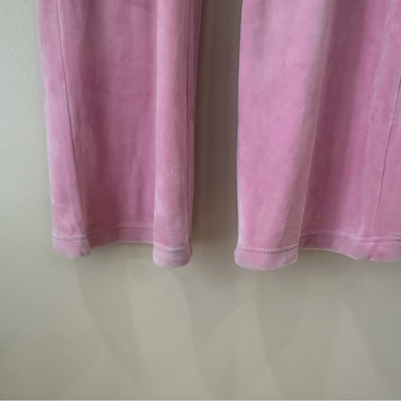 Juicy Couture Pink Velour Tracksuit Set Bling Rhinestone Logo Crewneck Joggers L - Picture 9 of 12